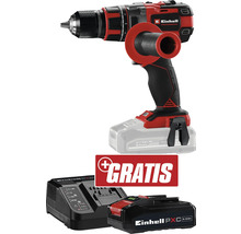 Einhell Akku-Bohrschrauber mit Akku, Ladegerät und dem Schriftzug Gratis.