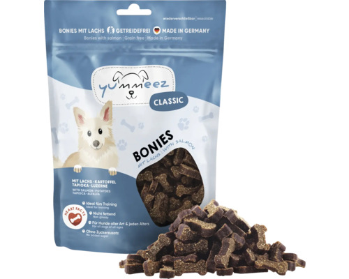 Yummeez Bonies au saumon, snacks sans céréales pour chiens d'Allemagne