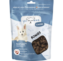 Yummeez Bonies au saumon, snacks sans céréales pour chiens dans un sachet refermable