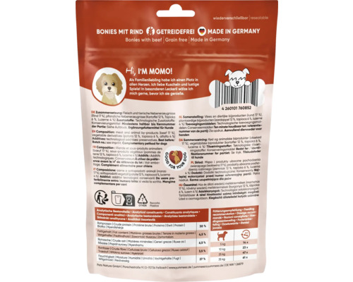 Yummeez Bonies au bœuf, sans céréales, fabriqué en Allemagne