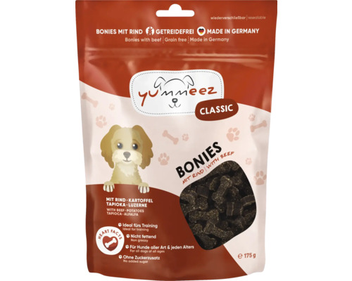 Yummeez Classic Bonies au bœuf, une friandise sans céréales pour chiens, fabriquée en Allemagne