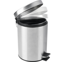 Poubelle à pédale en métal avec couvercle ouvert