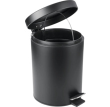 Poubelle à pédale noire, ronde et ouverte