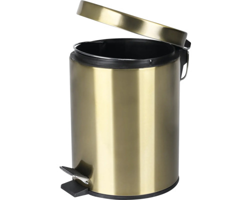 Poubelle à pédale en métal avec couvercle ouvert
