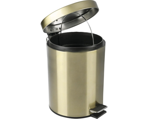 Poubelle à pédale ouverte de couleur dorée pour l'intérieur