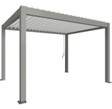 Pergola grise en aluminium avec toit à lamelles