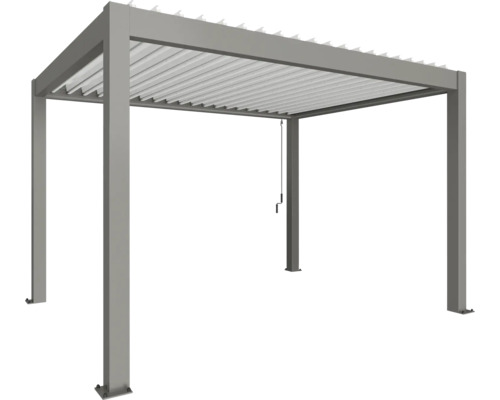 Pergola grise en aluminium avec toit à lamelles