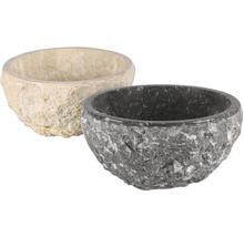 Deux récipients en pierre en pierre naturelle