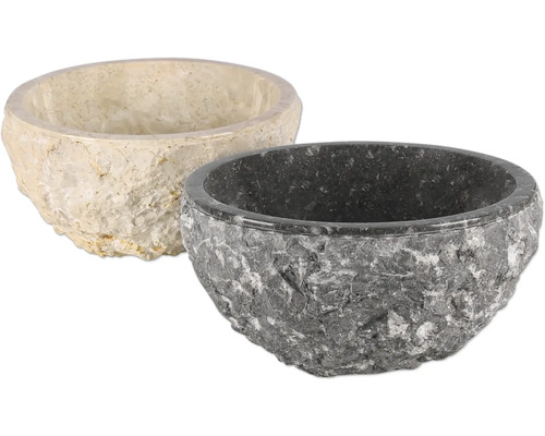 Deux récipients en pierre en pierre naturelle
