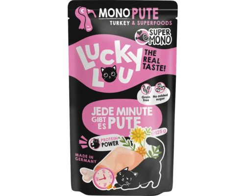 Lucky Lou Mono Pute Katzennahrung im 125-Gramm-Beutel