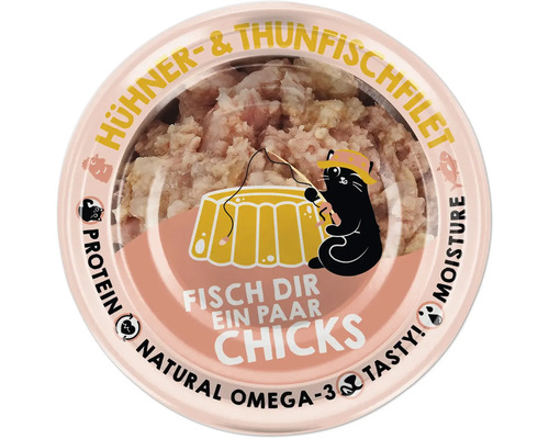 Katzenfutter mit Hühner- und Thunfischfilet