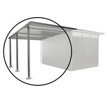 Anbaucarport aus Metall an einer Garage