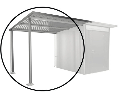 Seitendach Biohort Avantgarde A2, A6 243 x 260 x 218 cm quarzgrau Metallcarport mit Stützpfeilern und überdachtem Dach