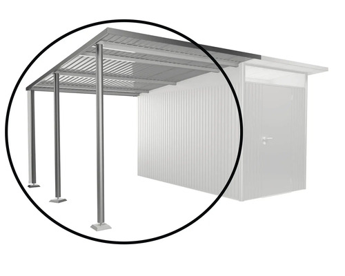 Dachanbau Biohort Avantgarde A4, A8 243 x 340 x 222 cm quarzgrau Metall Carport mit Stahlpfosten