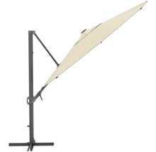 Parasol excentré avec structure grise et toile claire