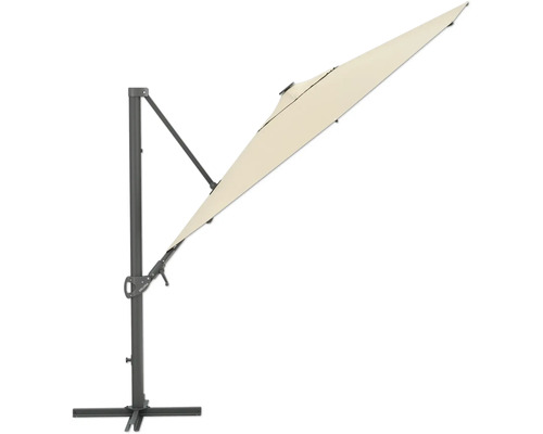 Parasol excentré avec structure grise et toile claire