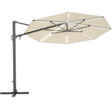 Parasol déporté avec structure en acier et abat-jour rectangulaire