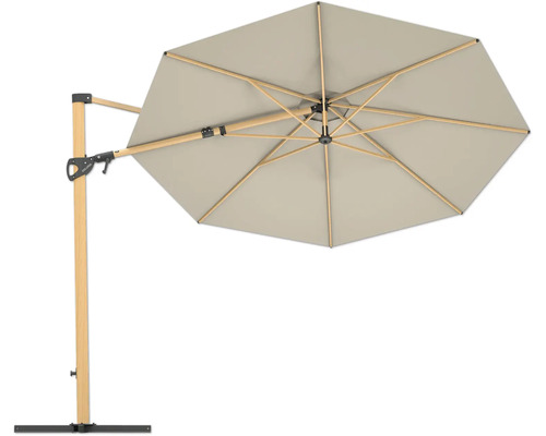 Freiarmschirm mit Holzständer und achteckigem Schirm