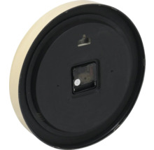 Rückseite einer Wanduhr mit Uhrwerk und Aufhängung