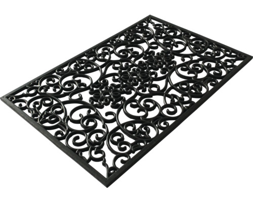 Paillasson rectangulaire avec motif floral.