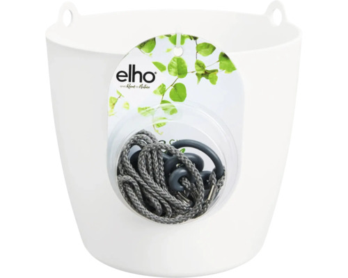 Suspension florale elho Brussels plastique Ø 18 h 17 cm blanc Pot à herbes aromatiques Elho Brussels avec suspension à corde et logo Elho