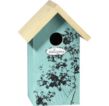 Villa décorative pour oiseaux avec motif de roses et message de bienvenue