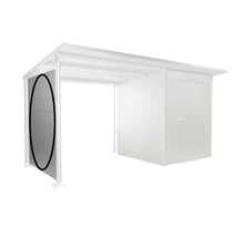 Abri de jardin avec paroi latérale pour ranger outils de jardin et outils