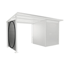 Abri de voiture couvert avec paroi latérale et remise à outils