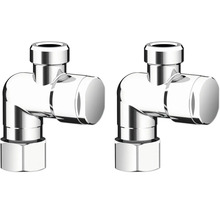 Deux robinets d'équerre chromés pour radiateurs