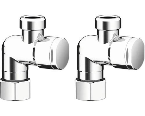 Deux robinets d'équerre chromés pour radiateurs