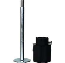 Pied de meuble avec pièce de montage noire et barre couleur argent