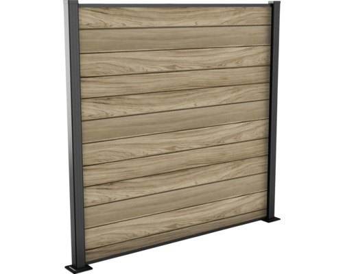 Clôture de confidentialité en bois avec cadre métallique