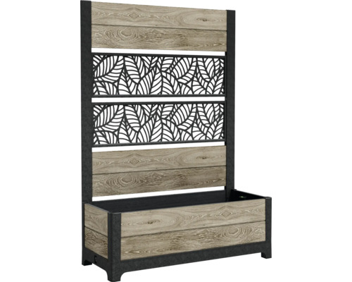 Hochbeet mit Rankgitter und Blattmuster