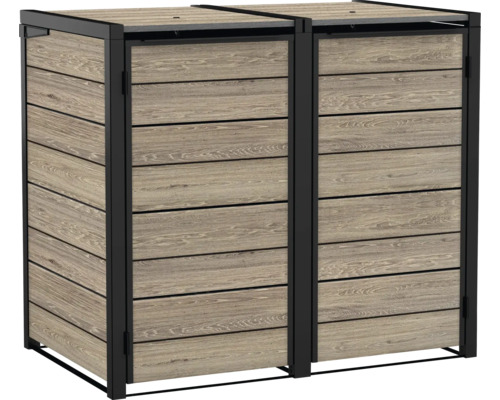 Doppel-Mülltonnenbox aus Holz und Metall