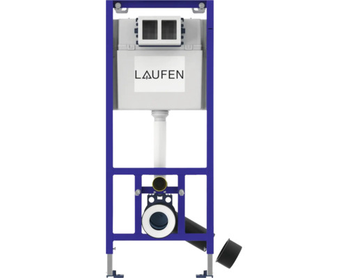 Réservoir de chasse d'eau Laufen avec cadre de montage bleu