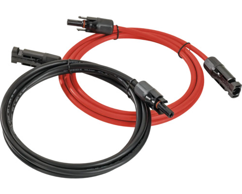 Câble solaire noir et rouge avec connecteurs