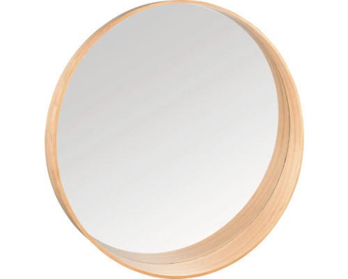 Miroir rond avec cadre en bois