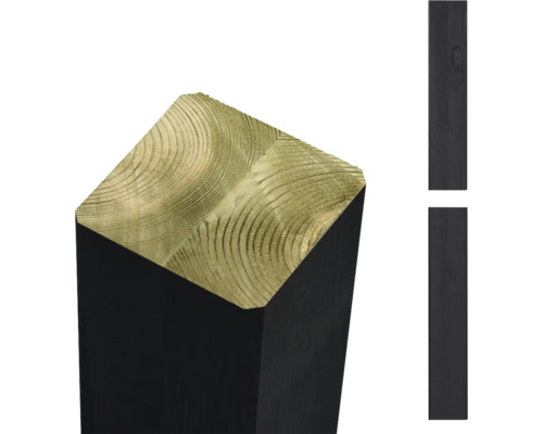 Pfosten Plus verleimt, gerade 9 x 9 x 369 cm schwarz Holzpfosten aus Holz