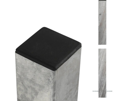 Poteau tubulaire carré avec couvercle