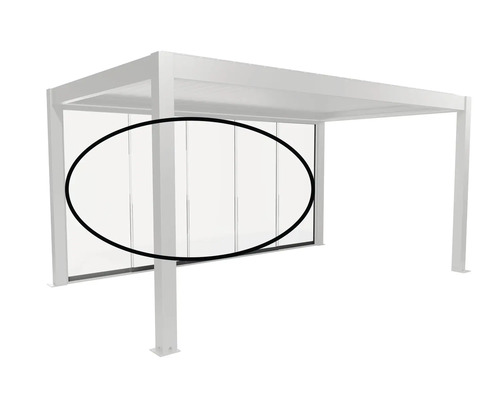 Pergola autoportante avec parois coulissantes en verre
