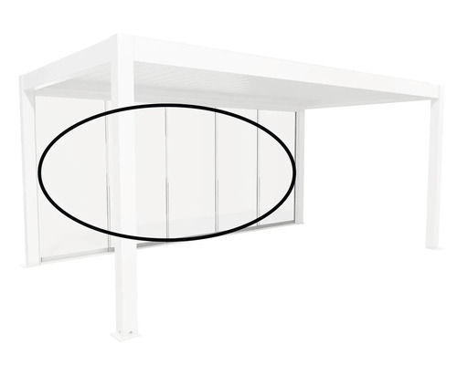 Pergola autoportante avec parois coulissantes en verre