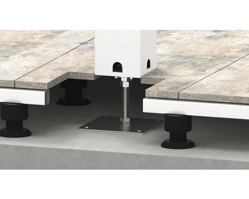 Terrassenlager mit Schraubfuß unter Terrassenplatten