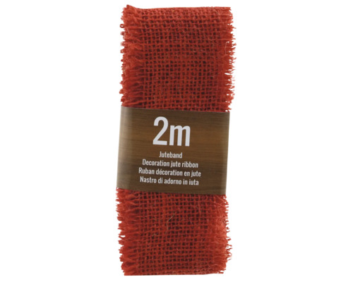 Bande de jute déco 200 x 6 cm rouge Ruban de jute décoratif, longueur 2 mètres