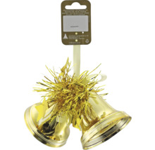 Goldene Glocken mit Lametta als Weihnachtsdekoration