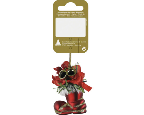 Décoration de botte de Noël avec nœud et clochettes à suspendre