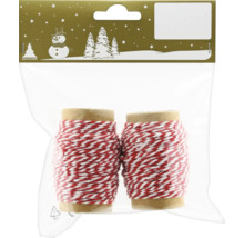 Zwei Rollen rot-weißes Dekoband in einer Verpackung