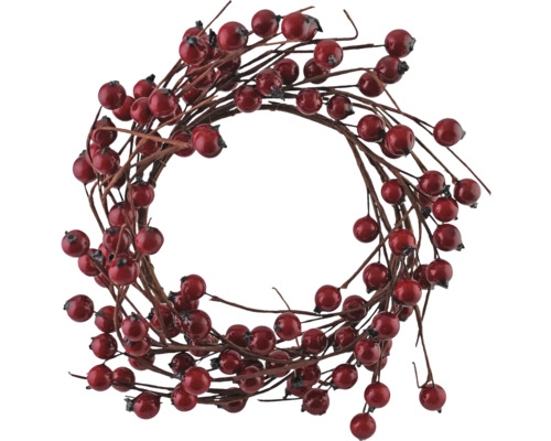 Couronne décorative avec baies rouges et branches marron