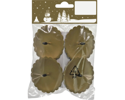 Metallkerzenhalter Kerzenteller gold 4 Stk. Kerzenhalter für Weihnachtspyramiden, Viererpack