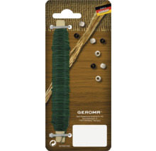 Blumendraht auf Spule mit Holzstab, Papierband und Perlen