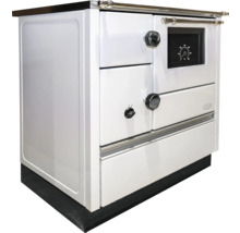 Weißer Holzherd mit Sichtfenster